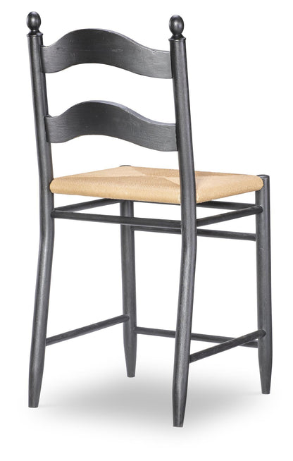 Vintage Market - Rush Seat Ladder Back Counter Height Chair - Kettle Black