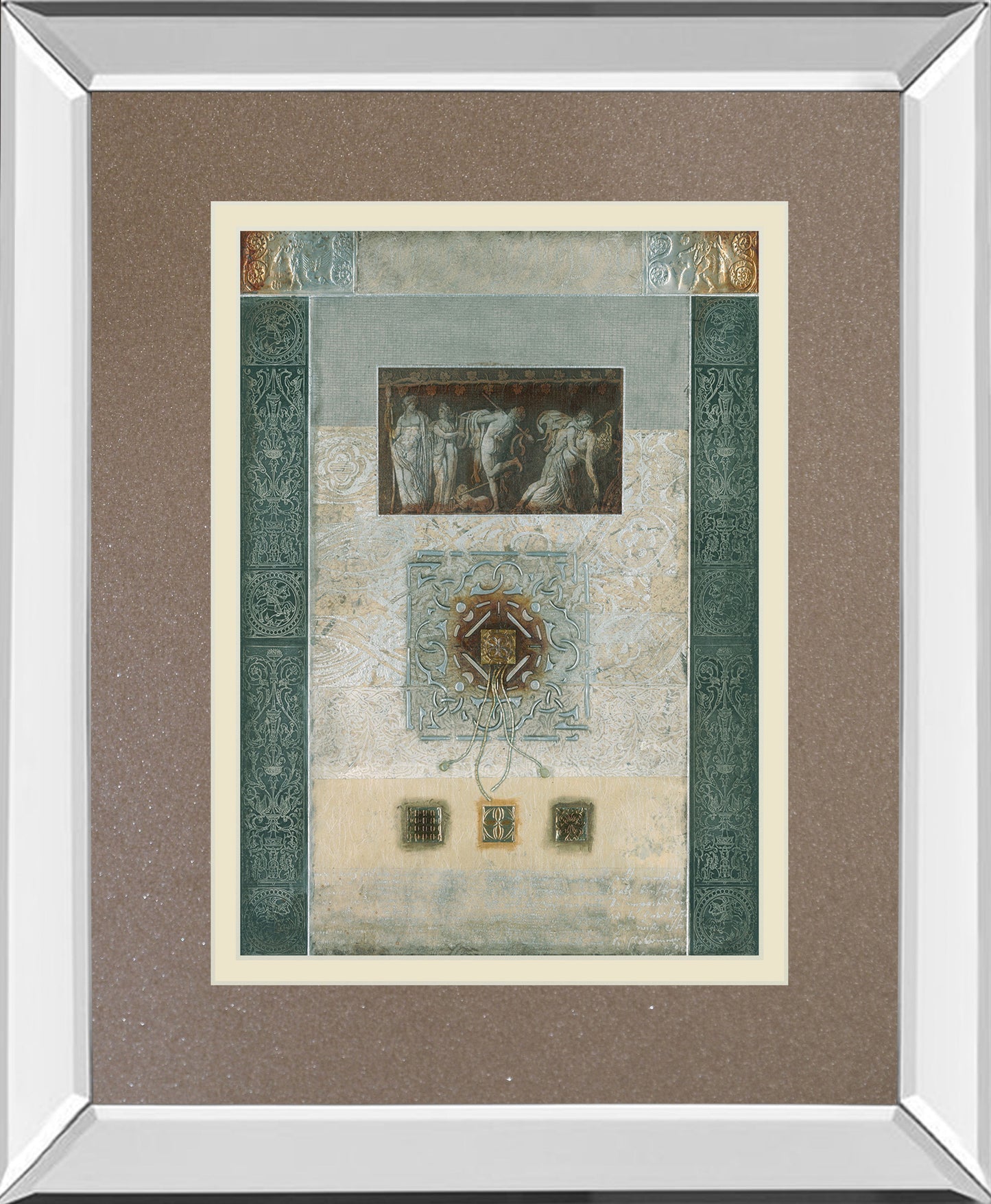 Romanesque I By Douglas - Mirror Framed Print Wall Art - Green