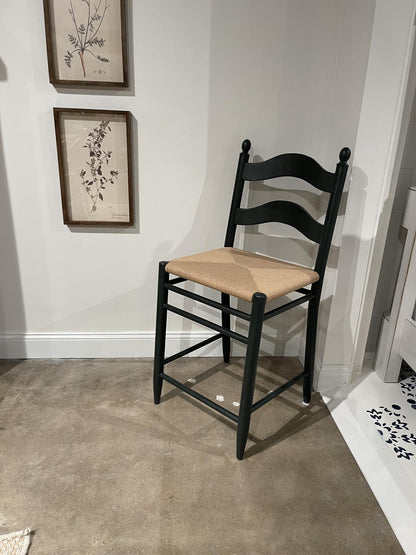 Vintage Market - Rush Seat Ladder Back Counter Height Chair - Mallard Green