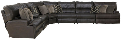 Como - 7 Piece Italian Leather Match Reclining Sectional