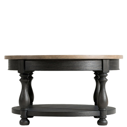 Barrington Two Tone - Round Cocktail Table - Antique Oak / Matte Black