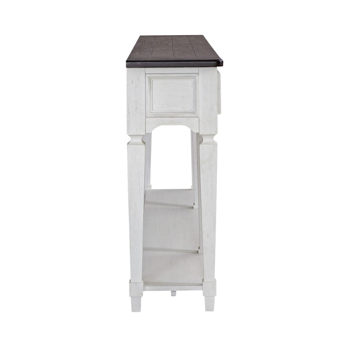 Liberty Furniture Allyson Park 72" Hall Table in Wirebrushed White with Charcoal Top EST SHIP TIME APPX 4 WEEKS