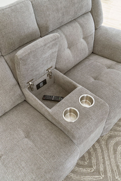Richland - Power Reclining Console Loveseat - Bristol Gray