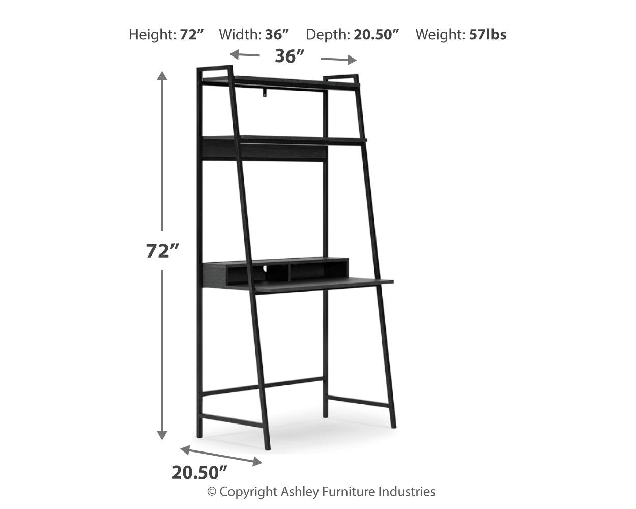 Yarlow - Home Office Desk and Shelf - Black