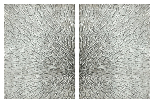 40x30 Hand Painted Textured Canvas - Pearl Silver