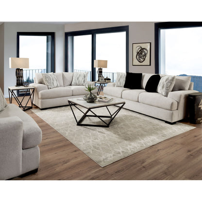 9010 - Sofa - Fentasy Silver With 2 Pillows Naples Black, 2 Pillows Exotica Birch