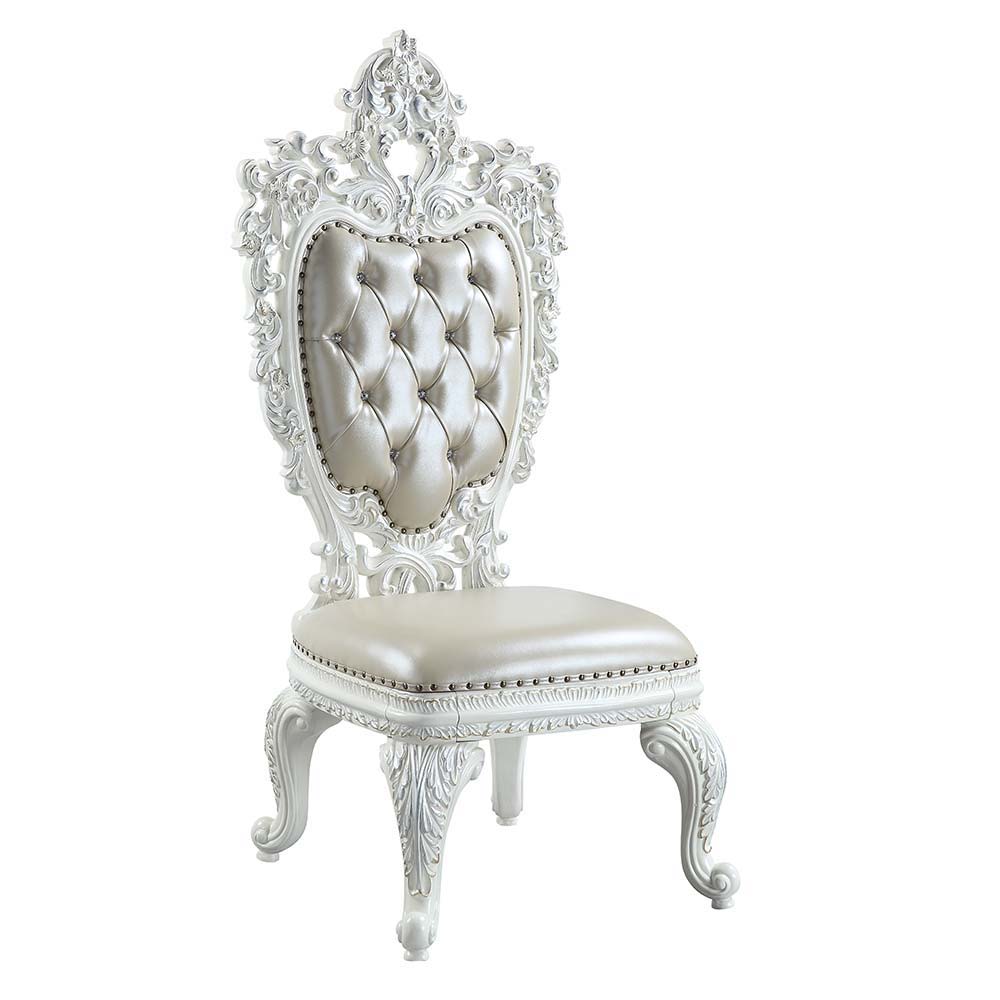 Vanaheim - Side Chair (Set of 2) - Beige Synthetic Leather & Antique White