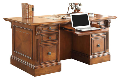 Huntington - Double Pedestal Executive Desk - Antique Vintage Pecan