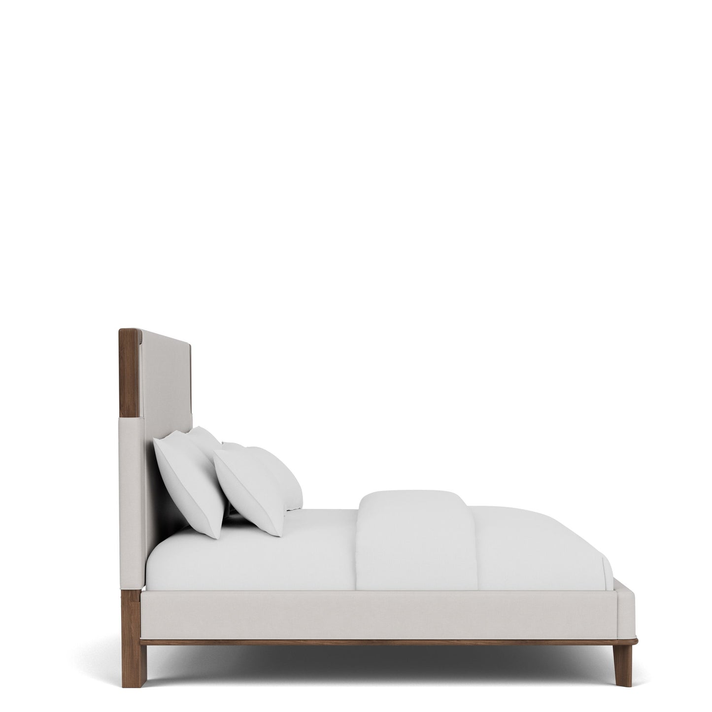 Delia - Queen Upholstered Bed - Nouveau Walnut / Beige