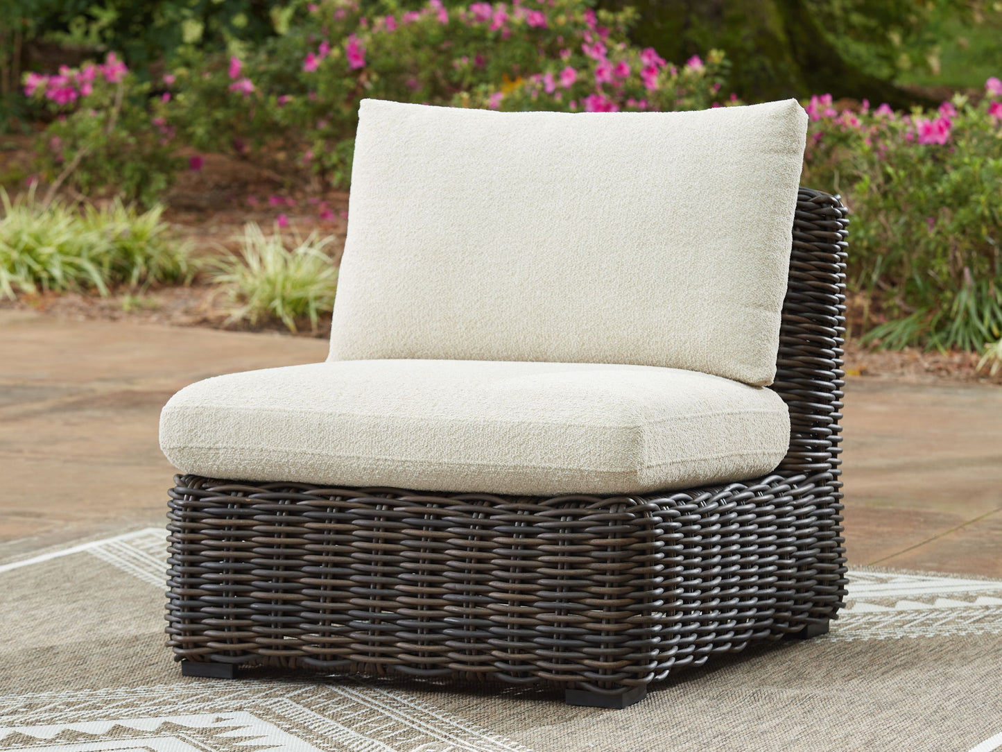 Kimora - Armless Chair With Cushion - Beige / Dark Brown