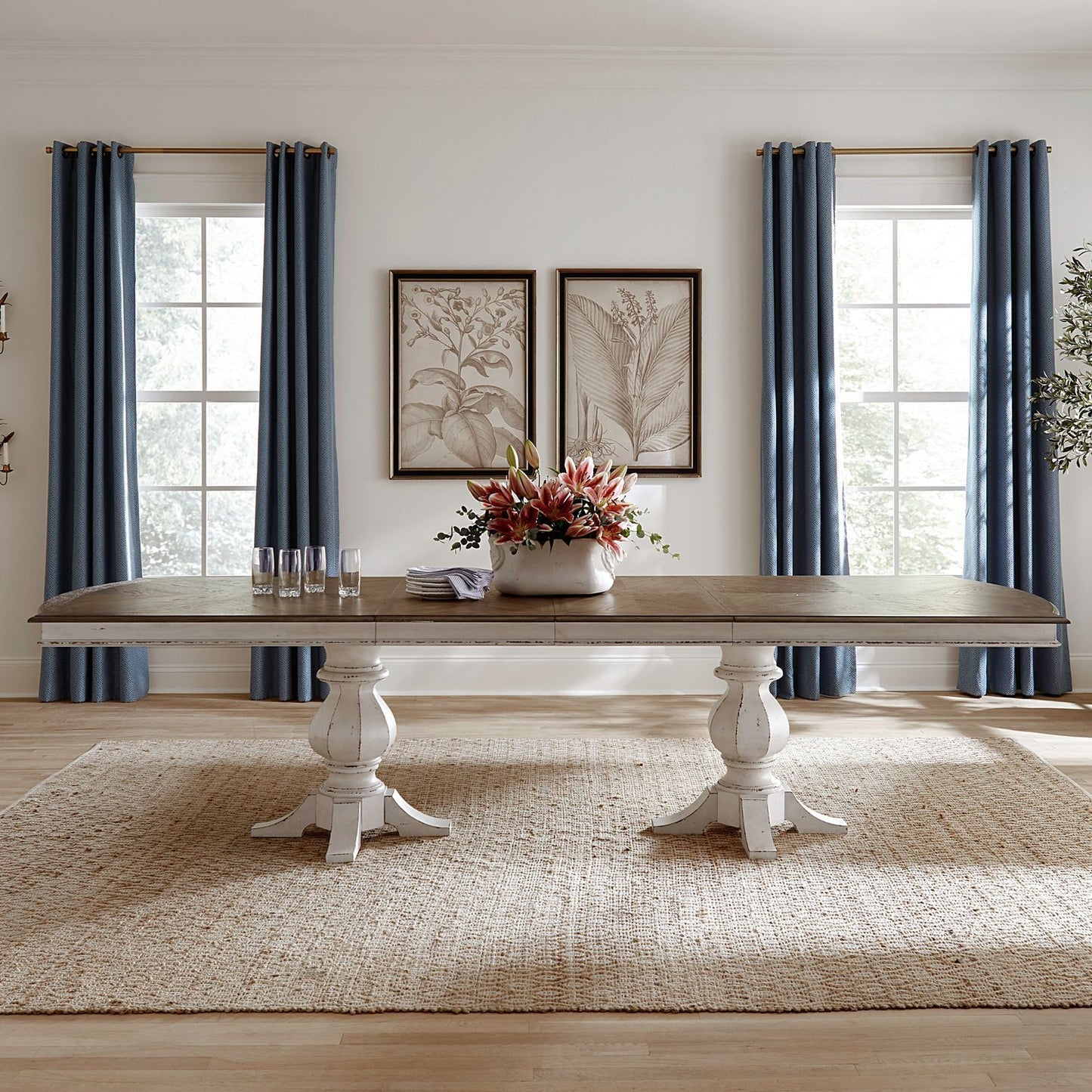 Magnolia Manor - Double Pedestal Table - Antique White