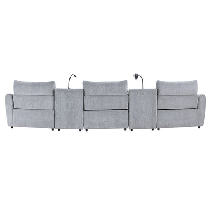 Fullar - LAF Modular Power Motion Recliner - Light Gary Chenille