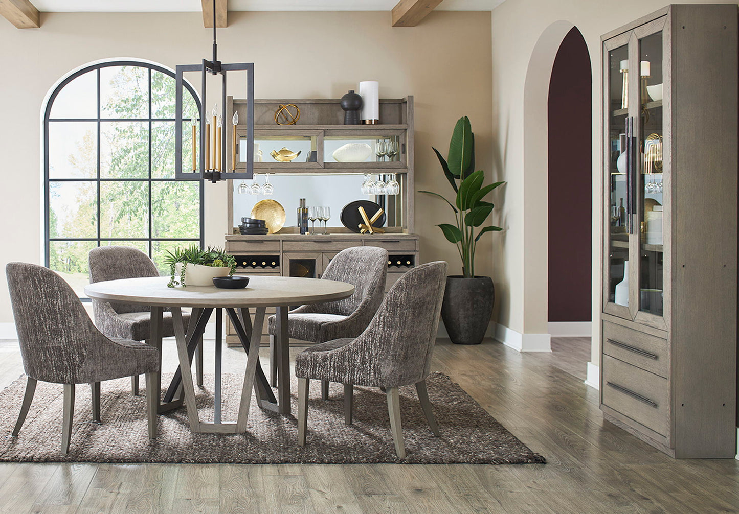 Pure Modern Dining - Round Table With Wood Base - Moonstone