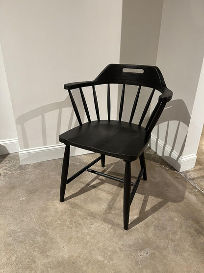 Vintage Market - Spindle Back Arm Chair With Handle Cut Out - Kettle Black