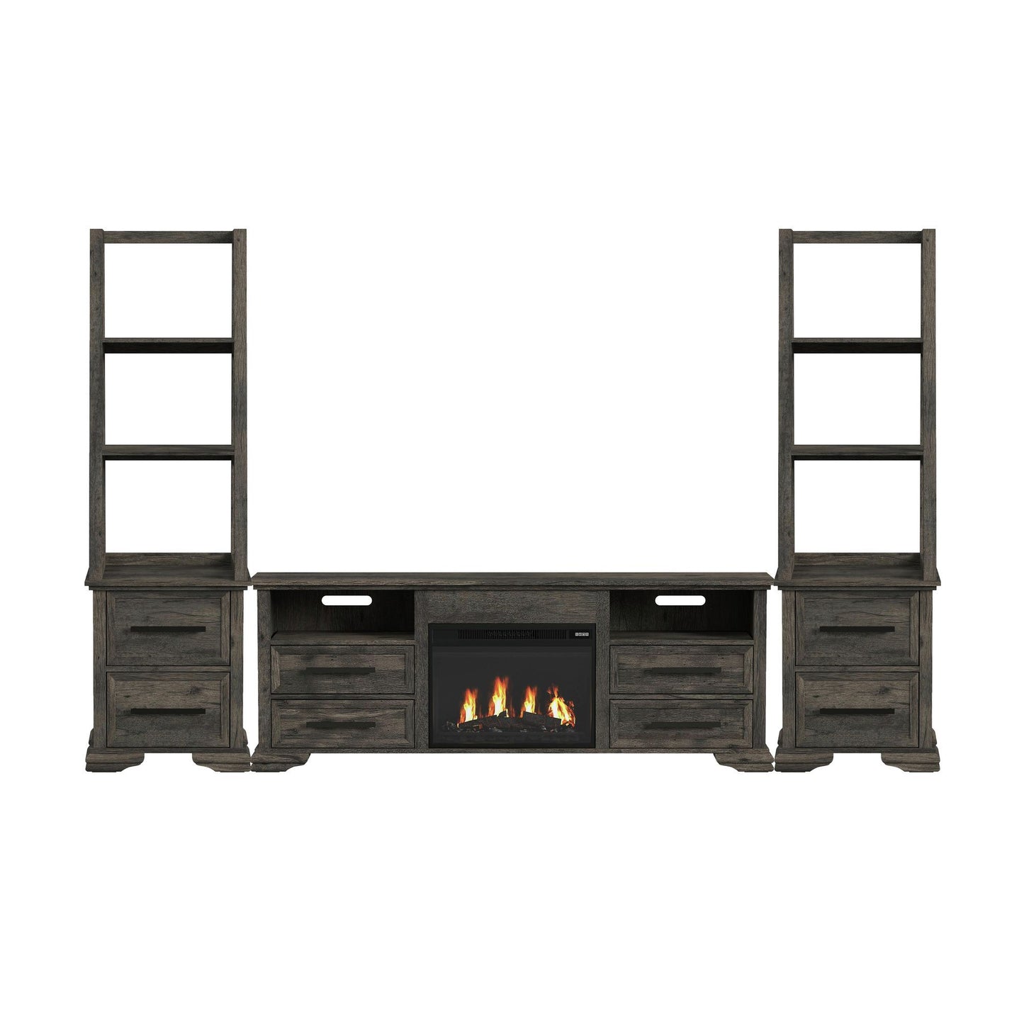 Park Ridge - 4 Piece Entertainment Unit With 71'' TV Console - Charcoal