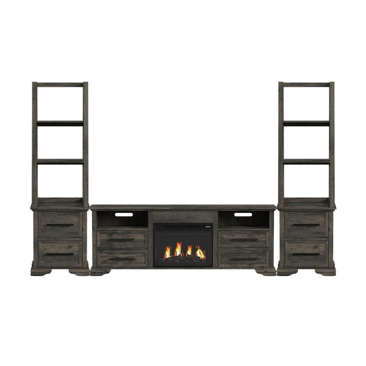 Park Ridge - 4 Piece Entertainment Unit With 71'' TV Console - Charcoal