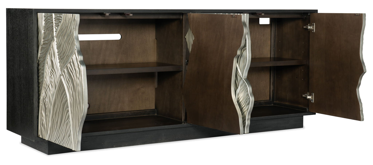 Melange - Summit Gorge Entertainment Console - Black / Pearl Silver