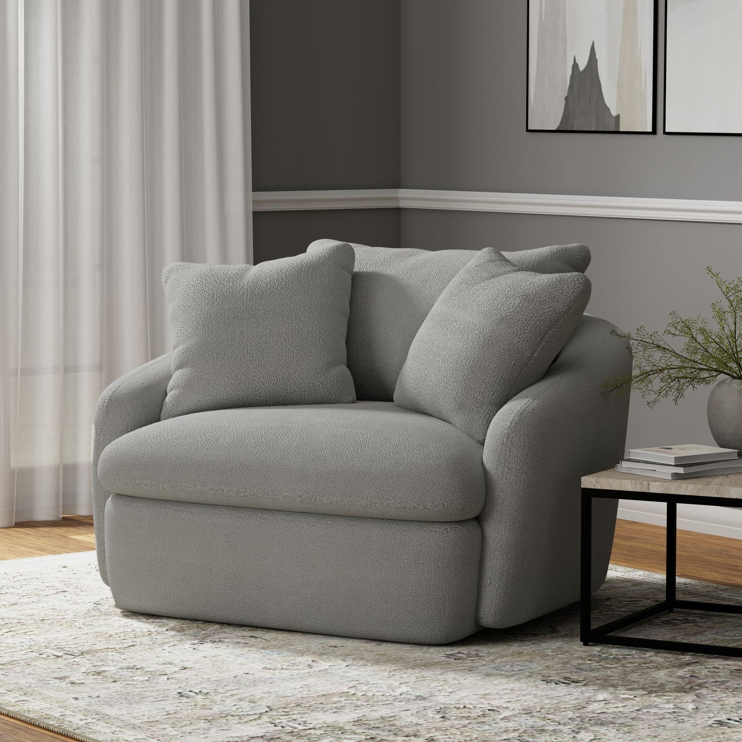 Boomer - Large Swivel Chair with 2 Pillows