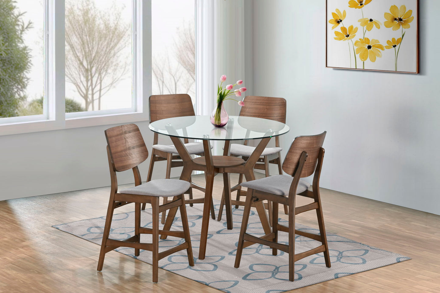 Oscar - Round Glass Counter Table Set