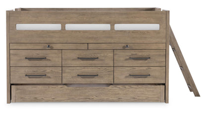 Wyatt - Complete Captains Bed With Trundle Twin - Weathered Stone