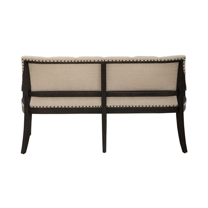 Liberty Furniture Americana Farmhouse Uph Shelter Dining Bench in Dusty Taupe & Black