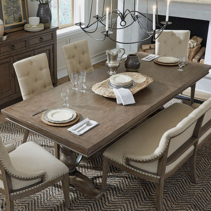 Liberty Furniture Americana Farmhouse Trestle Table in Dusty Taupe & Black