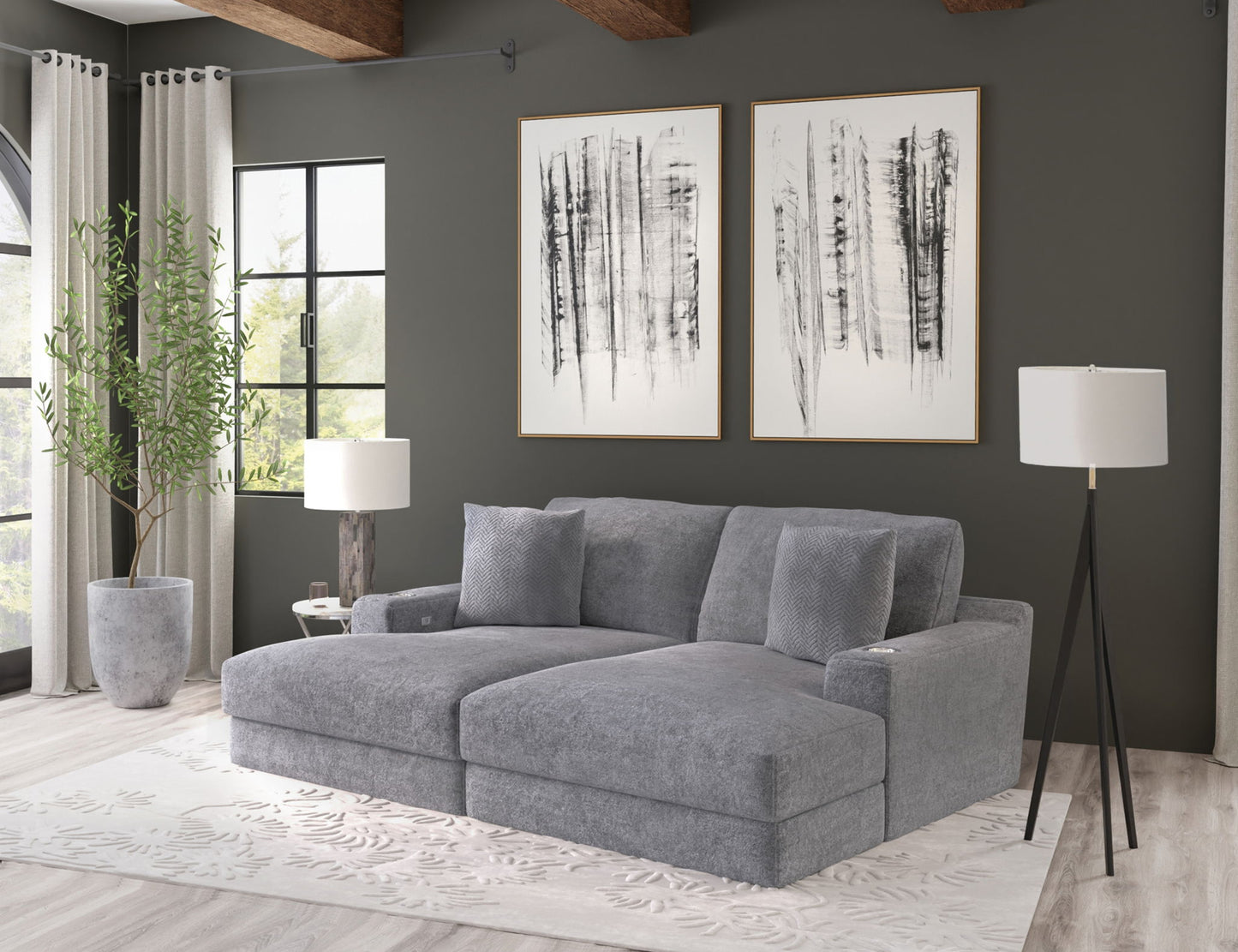 Cozy - 2 Piece Double Wide Chaise With USB Charging Ports