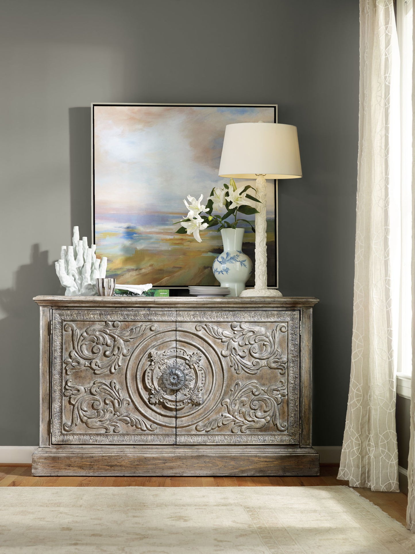 True Vintage - Melange 2-Door Accent Console - Dark Gray