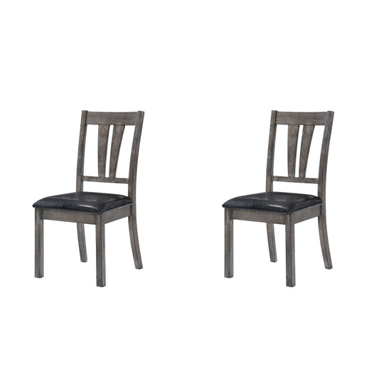 Nathan - Fan Back Chair With Pu Seat (Set of 2) - Gray Oak