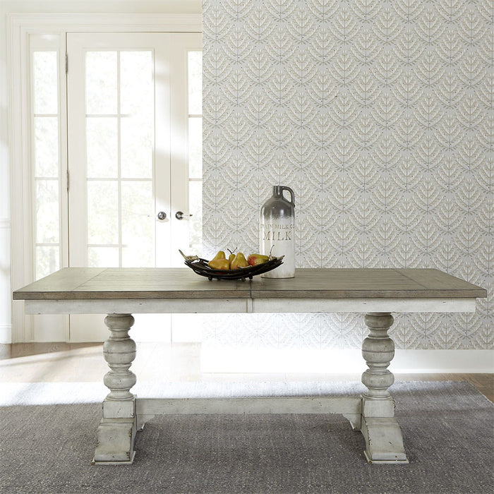 Liberty Furniture Whitney Trestle Table in Weathered Gray