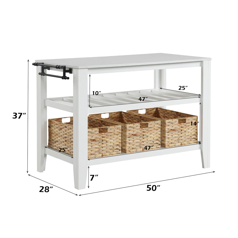 Sezye - Kitchen Island - Marble Top & White