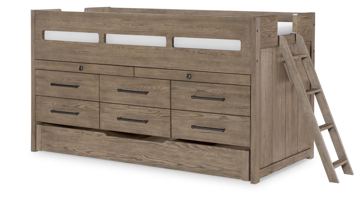 Wyatt - Complete Captains Bed With Trundle Twin - Weathered Stone