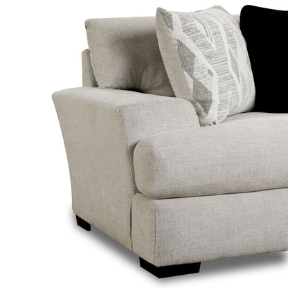 9010 - Sofa - Fentasy Silver With 2 Pillows Naples Black, 2 Pillows Exotica Birch