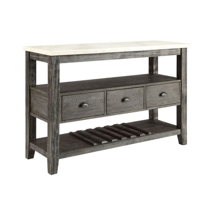 Merel - Server - White Marble Top & Gray Oak