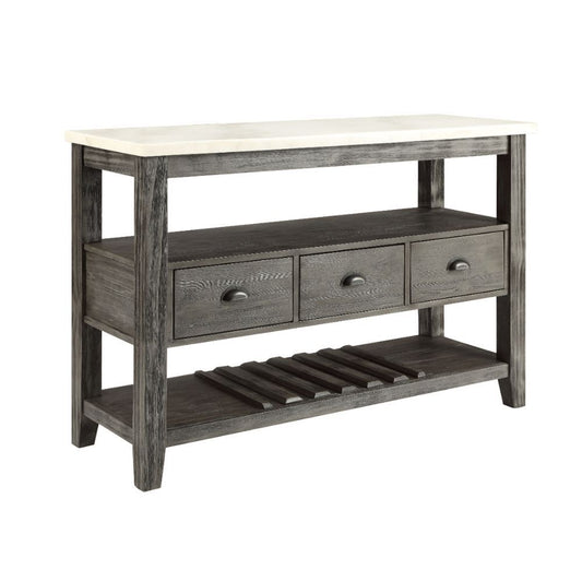 Merel - Server - White Marble Top & Gray Oak