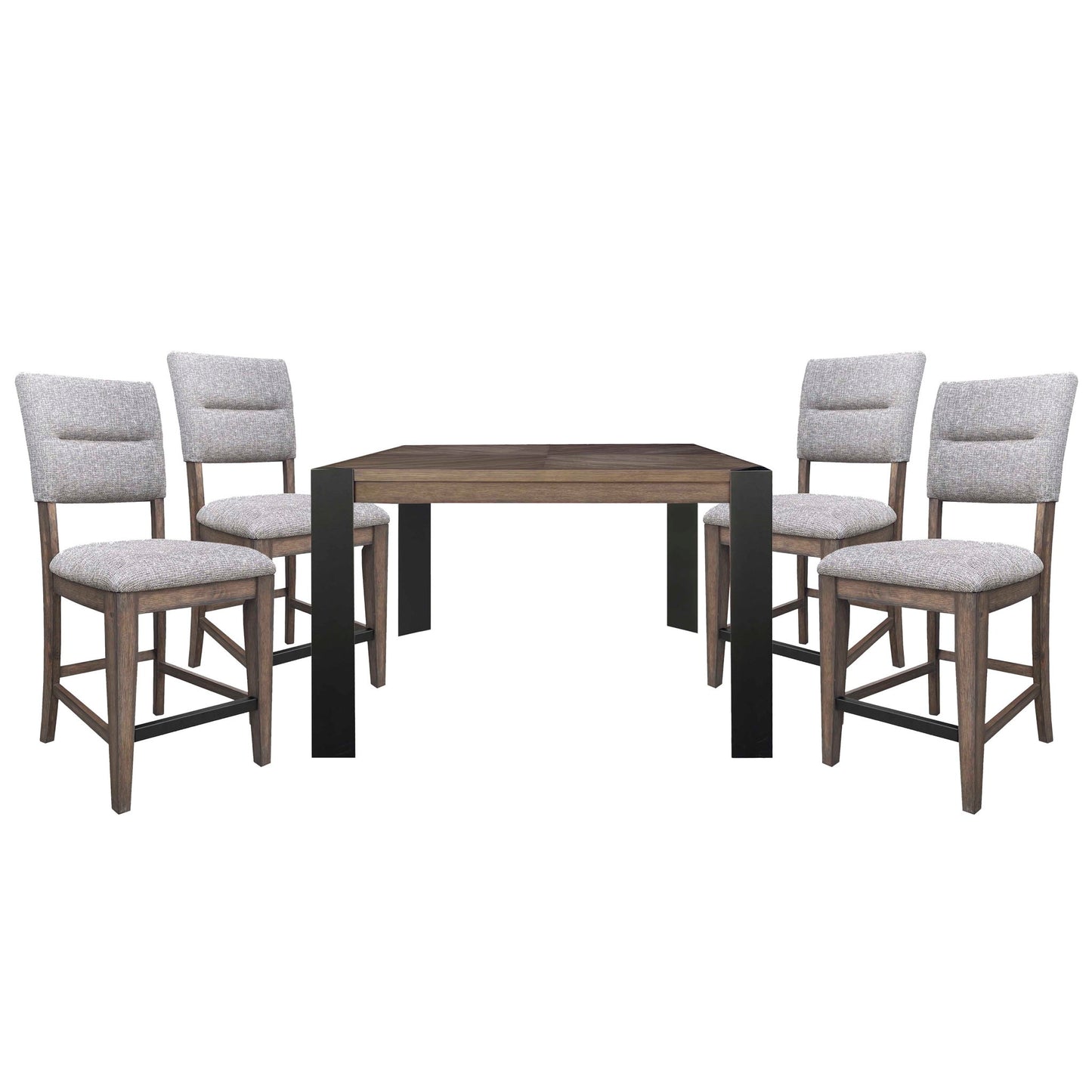 Cedar Fork - Square Counter Table With 4 Counter Stools - Smoked Arabica