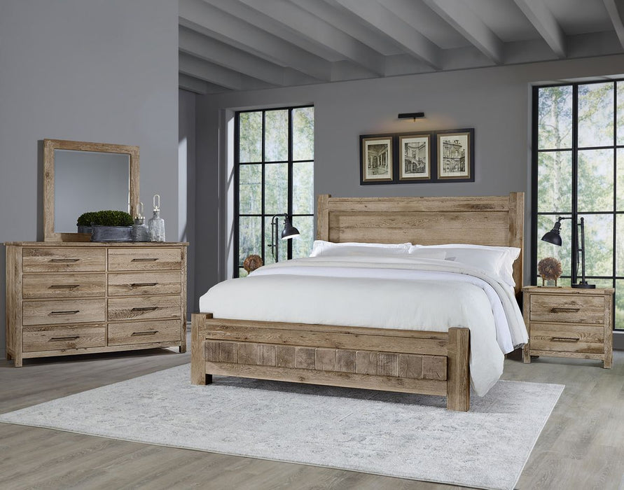 Vaughan Bassett Dovetail Cal King Poster Bed with 6x6 Footboard in Sun Bleached White