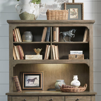 Americana Farmhouse - Credenza Hutch - Dusty Taupe