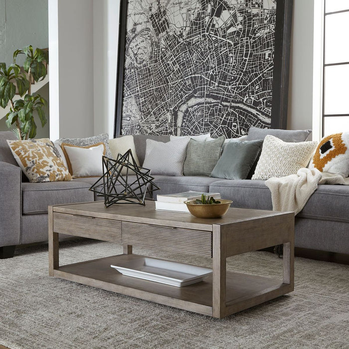 Liberty Furniture Bartlett Field Cocktail Table in Dusty Taupe