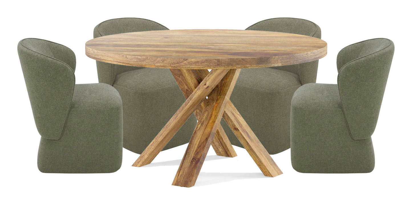 Crossings - Downtown Round Dining Table With 4 Upholstered Chairs - Amber & Gray