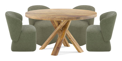 Crossings - Downtown Round Dining Table With 4 Upholstered Chairs - Amber & Gray