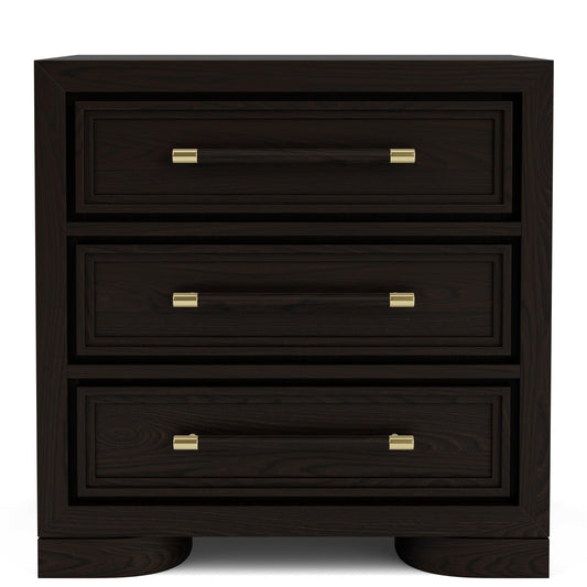 Lydia - Three Drawer Nightstand - Dark Brown