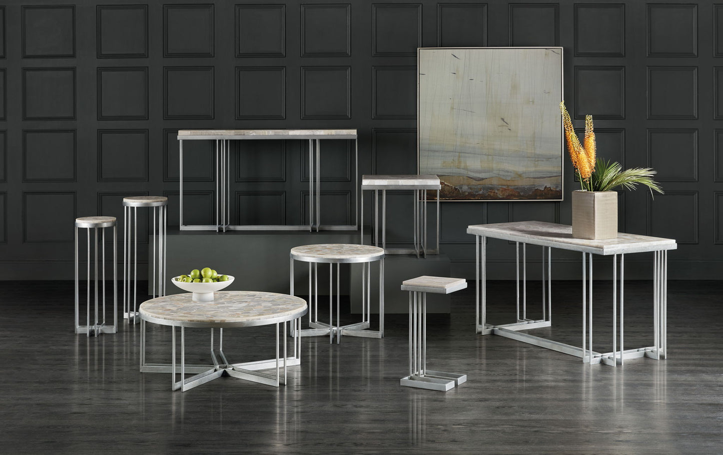 Melange - Marin Drink Table - Pearl Silver