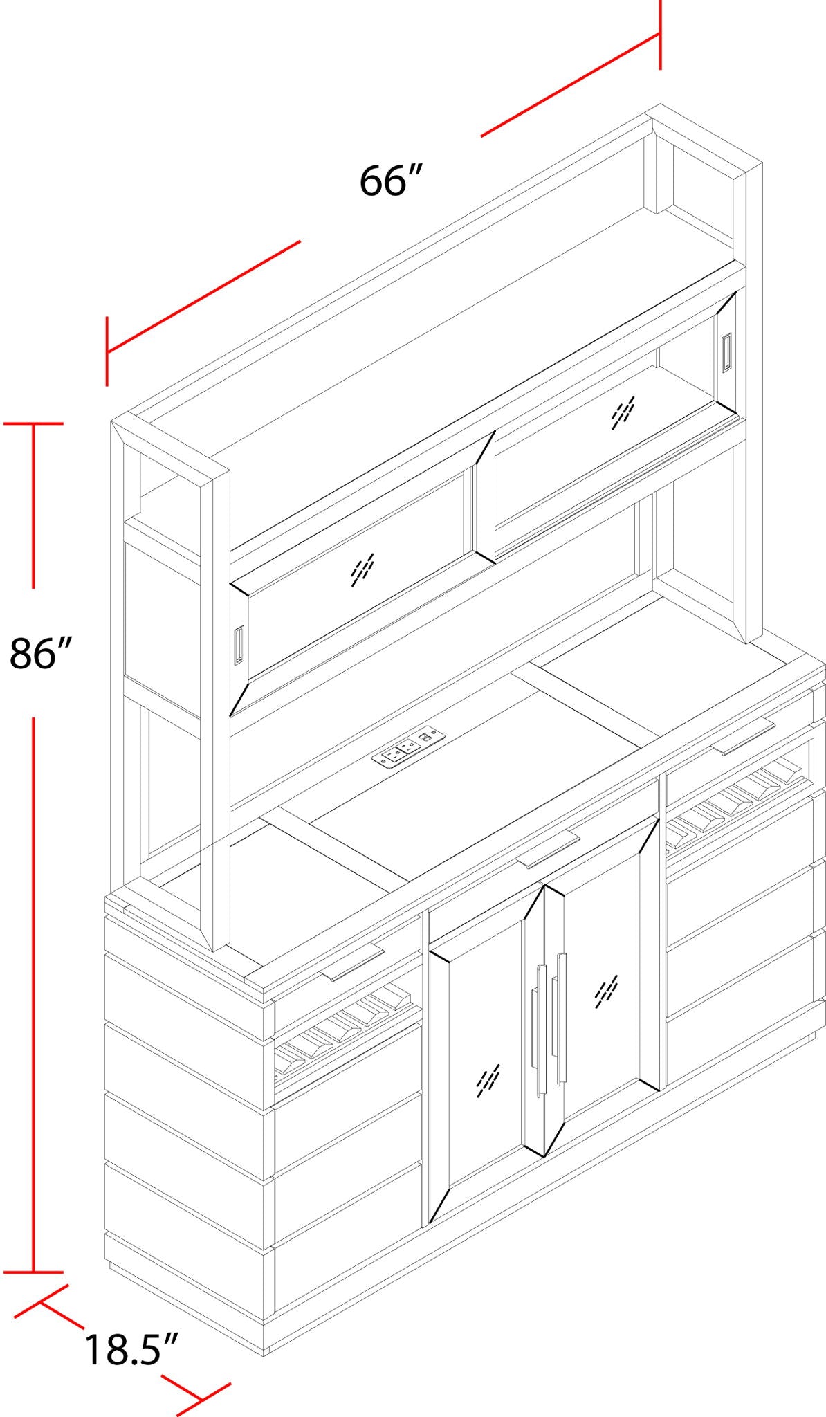 Pure Modern Dining - Buffet With Hutch - Moonstone