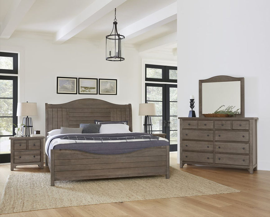 Vaughan Bassett Cool Farmhouse Sleigh Queen Bed in Grey