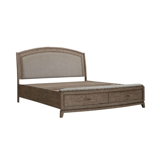 Liberty Furniture Avalon Queen Upholstered Storage Bed in Burnished Beige image
