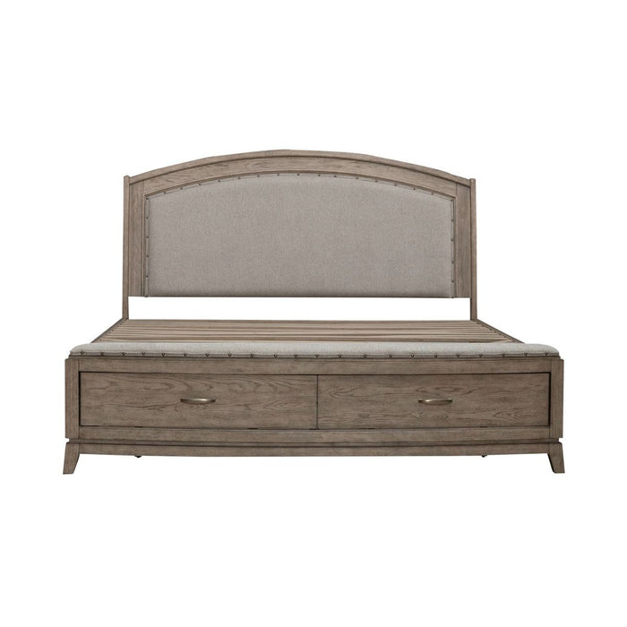 Liberty Furniture Avalon Queen Upholstered Storage Bed in Burnished Beige