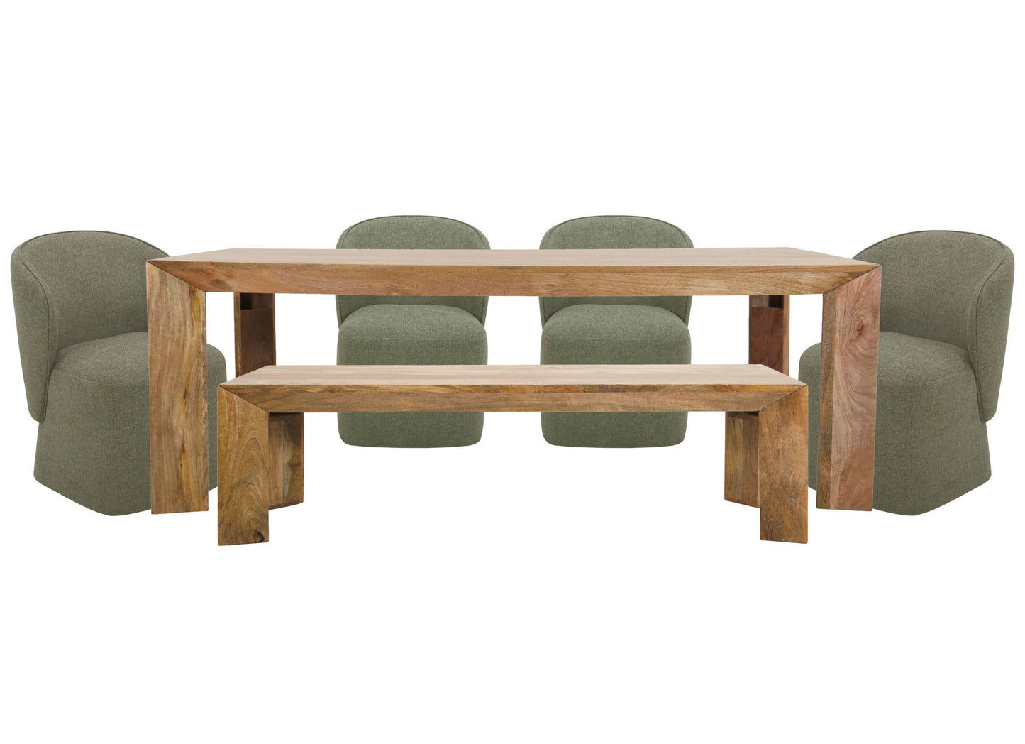 Crossings - Downtown Rectangular Dining Table With 4 Upholstered Chairs - Amber