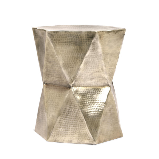 Olivia - Geometric End Table - Hammered Gold