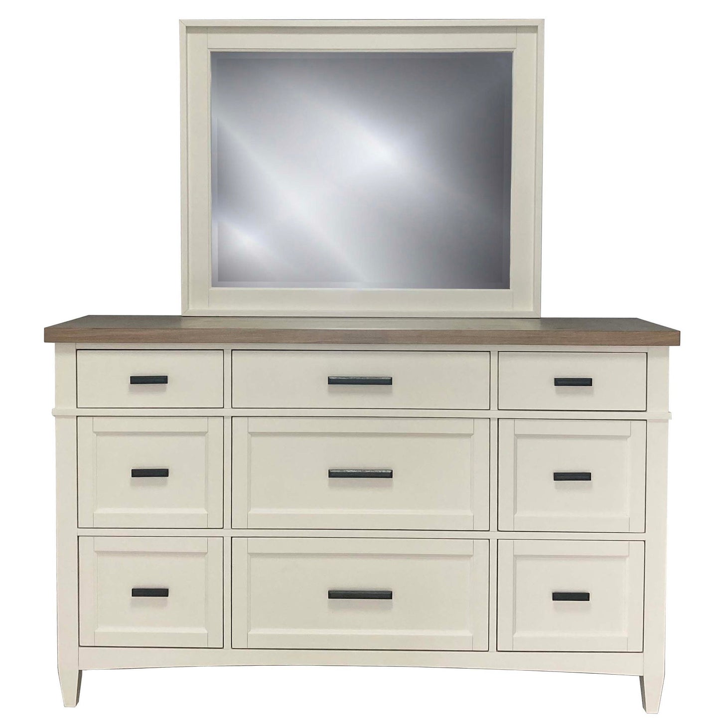 Americana Modern Bedroom - 9 Drawer Dresser And Mirror - Cotton